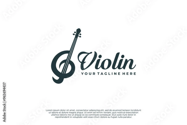 Fototapeta Violin logo design. Jazz country music logo.