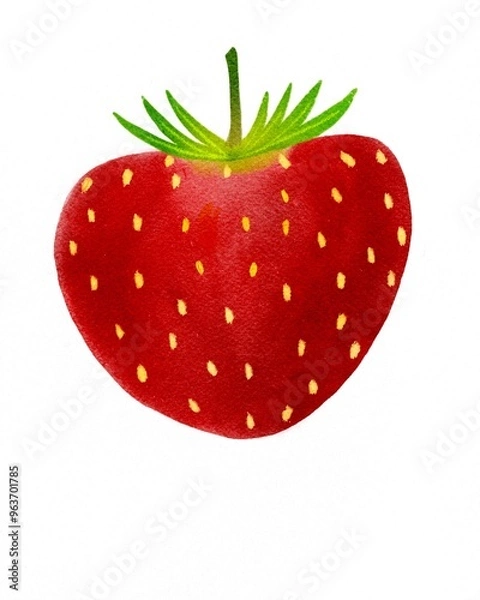 Obraz Illustration of strawberry in watercolours style on white background