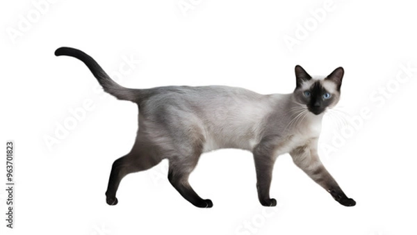 Fototapeta HQ Full body backgroundless cutout of a graceful walking Siamese cat