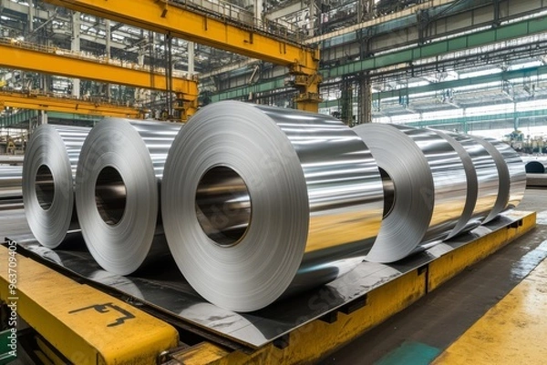 Fototapeta This image showcases stainless steel sheets being processed in a stateoftheart facility, highlighting innovative techniques and advancements in metalworking and industrial production