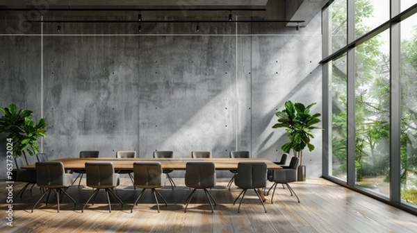 Obraz A room with a wooden table and chairs