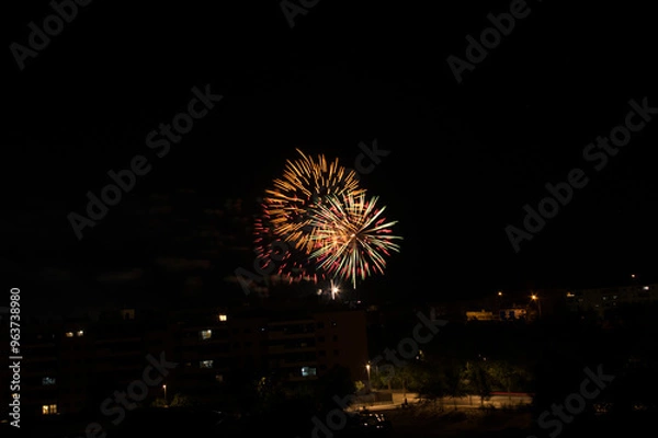 Obraz Fireworks in the town of Valdemoro for its local festival, Nuestra Señora del Rosario.