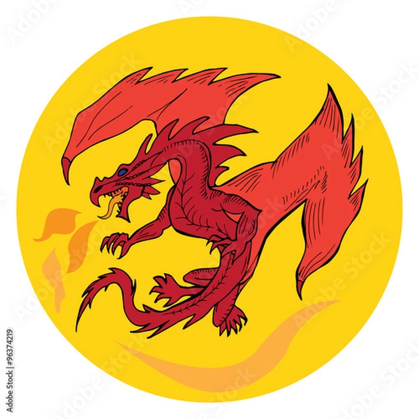 Obraz Hand drawn dragon silhouette