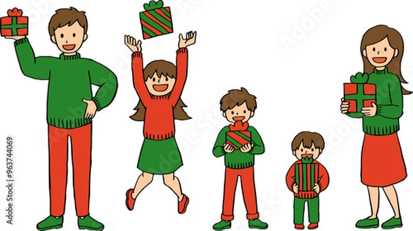 Obraz クリスマス家族セット_クリスマスカラー