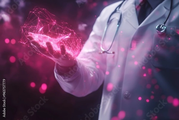 Fototapeta hand holding a microscope