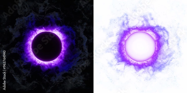 Fototapeta A purple ring with a mystical haze, enchanting vibrant edges, perfect for magical aura VFX overlays.