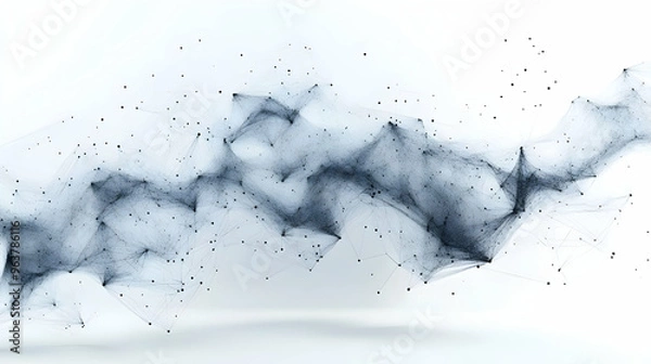 Fototapeta 3D AI Powered Cloud Computing Vector Concept - Abstract Cloud Elements with Digital Connections and Data Flow Lines on White Background