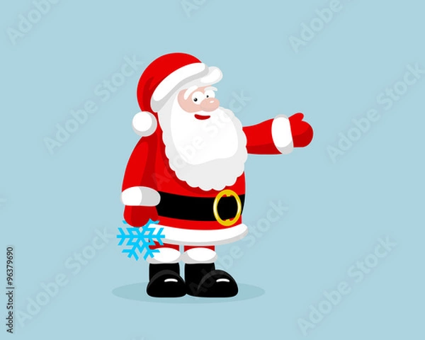 Fototapeta Santa Claus with snowflake presenting something