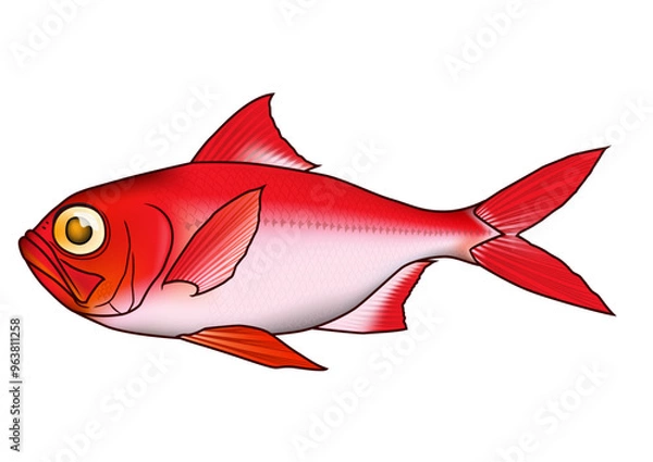 Obraz キンメダイ 'splendid alfonsino' イラスト 輪郭付き ややリアル