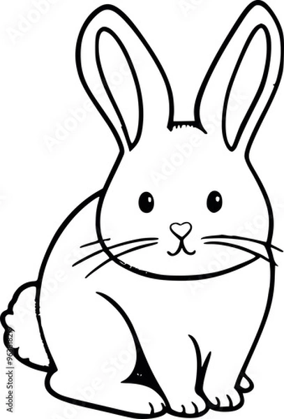 Fototapeta Rabbit icon black and white continues line drawing vector illustration art on white background generated Ai