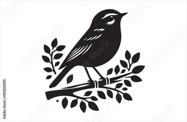 Obraz Vector art of European small  bird of silhouette vector illustration