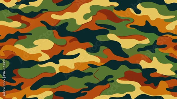 Fototapeta Seamless Pattern Military Camouflage Texture in Retro Colors