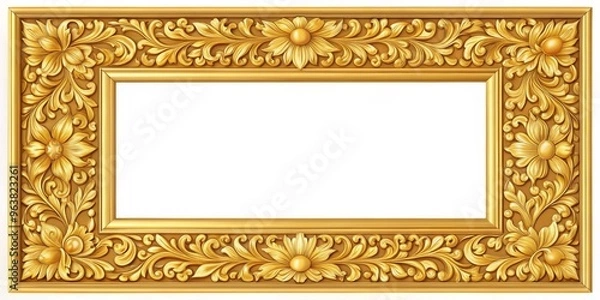 Obraz Golden Ornate Frame with Floral Motifs, Frame, Decoration, Ornamentation