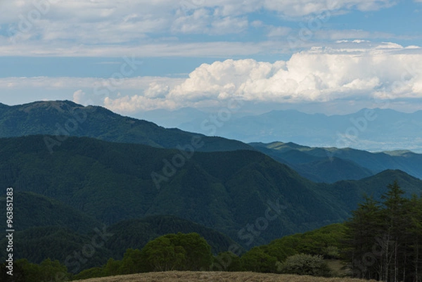 Fototapeta 日本　長野県小県郡にある三峰茶屋から見える風景