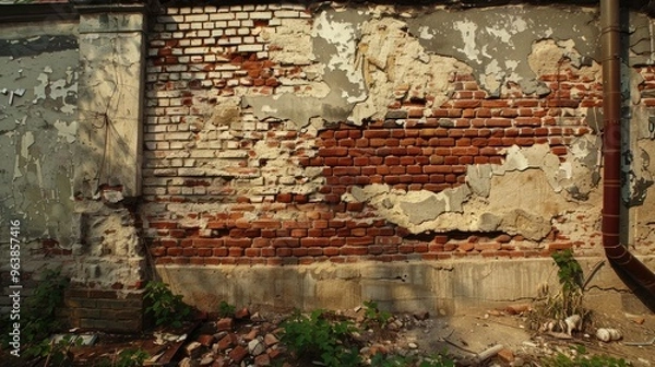 Fototapeta Ineffective brick and cement walls.