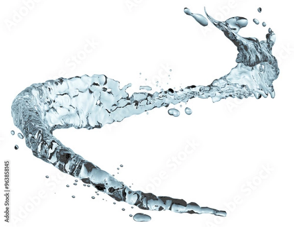 Obraz Realistic blue water splash hydration swirl shape, 3d rendering