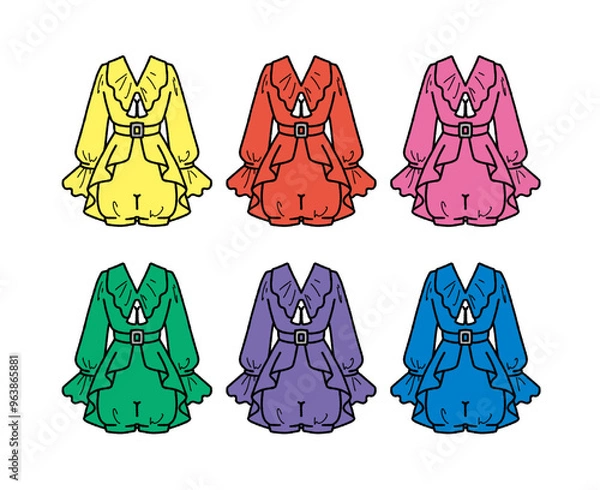 Fototapeta アイドル衣装のイラストセット