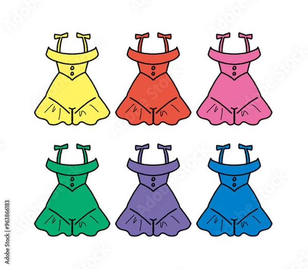 Fototapeta アイドル衣装のイラストセット