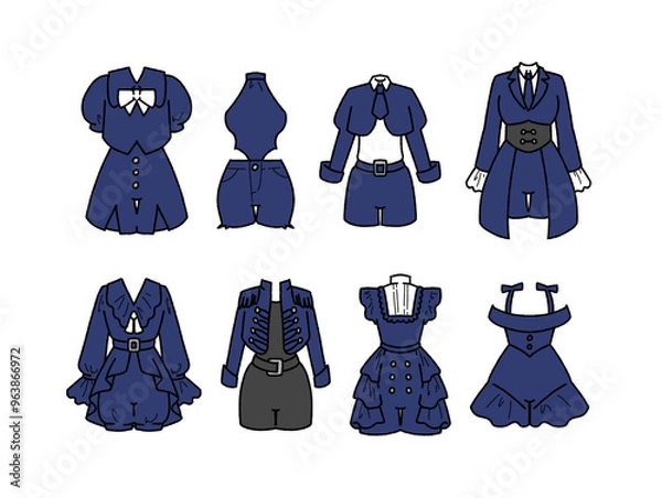 Fototapeta ネイビーのアイドル衣装のイラストセット