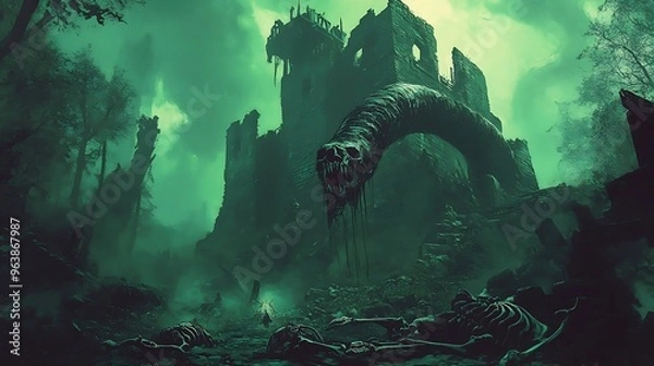 Fototapeta landscape with a dragon