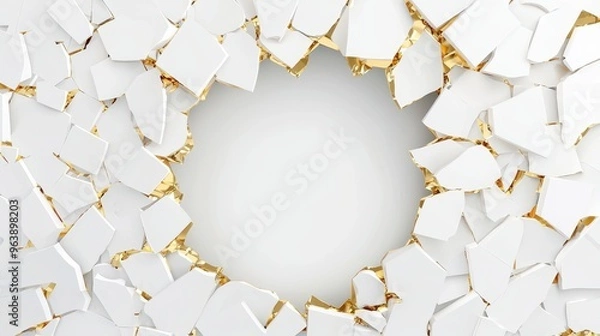 Fototapeta Abstract Broken Wall Background with Gold Accents