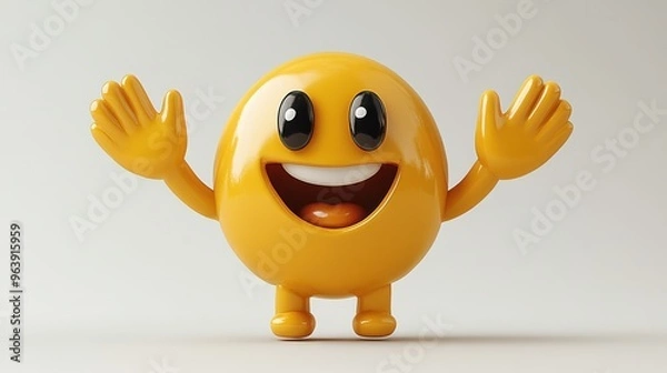 Fototapeta looping animation of clapping cartoon character hands animate3d applause emoticon isolate3d on white background