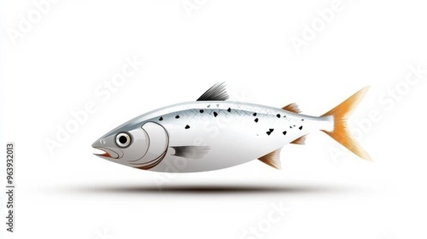 Fototapeta A realistic illustration of a fish with a silver body and distinctive markings