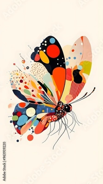 Fototapeta Abstract Colorful Butterfly with Geometric Patterns