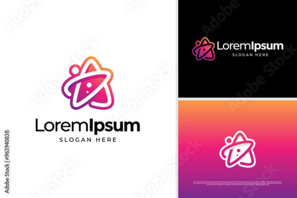 Obraz Elegant star tech logo vector design template