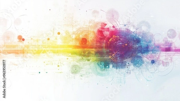 Obraz intricate rainbow-colored patterns and shapes, set against a white backdrop