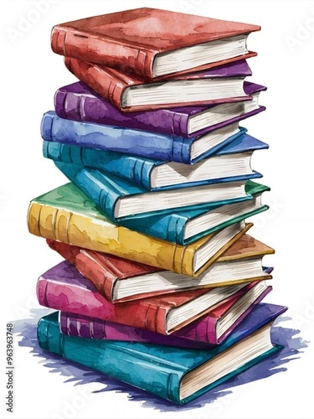 Fototapeta A stack of colorful hardback books. A classic symbol of knowledge and learning.
