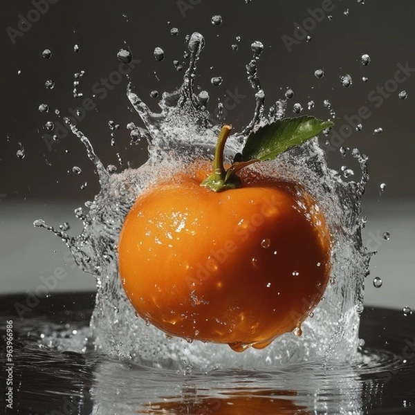 Fototapeta Design a high-resolution scene where strawberries, blueberries, blackberries, and raspberries spin mid-air, surrounded by dynamic water splashes, each droplet reflecting light and capturing the vibran