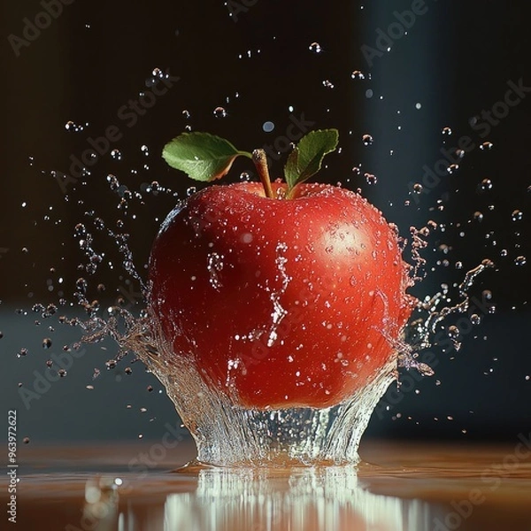 Fototapeta Design a high-resolution scene where strawberries, blueberries, blackberries, and raspberries spin mid-air, surrounded by dynamic water splashes, each droplet reflecting light and capturing the vibran