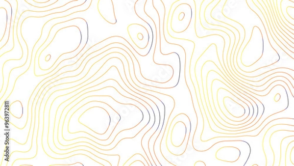 Fototapeta  Topographic canyon map Golden line texture, Modern design White background with topographic wavy pattern, abstract golden lines on transparent background