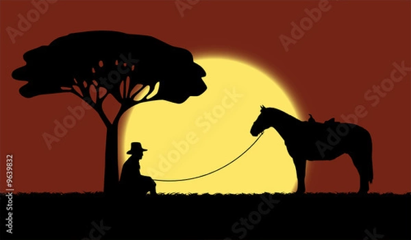 Obraz Cowboy with a horse