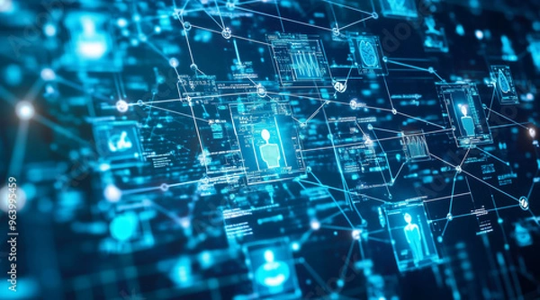 Fototapeta Health Information Exchange (HIE), the exchange of health information between healthcare providers with an image depicting seamless sharing of patient records across healthcare networks
