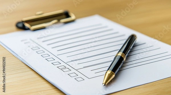 Fototapeta チェックリストとペン