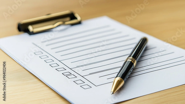 Fototapeta チェックリストとペン