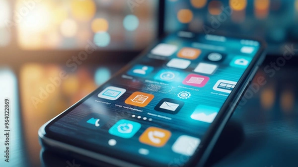 Obraz スマートフォンに表示されたビジネスアプリ