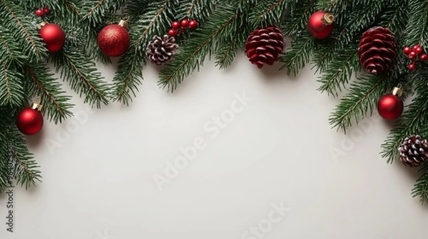 Obraz Happy New Year 2025! Realistic 3D rendering of the figures, complemented by silver gift box ribbons and Christmas decorations. This is the perfect celebratory sign for your 2025. ai generated