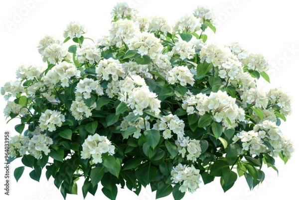 Obraz Isolated white hydrangea bush for garden design.