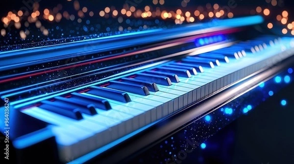 Obraz State-of-the-Art Digital Piano with Augmented Reality Features in Modern Music Studio