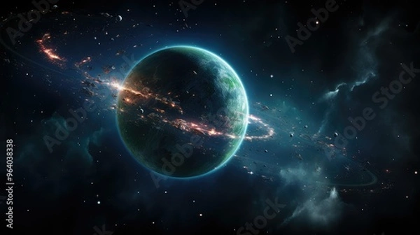 Fototapeta realistic planetary background outer space galaxy sky nebula imagine stars moonlight fantasy astronomy lanscape 