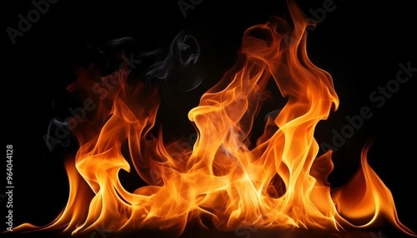 Fototapeta Dynamic and powerful abstract fire flames as a backdrop