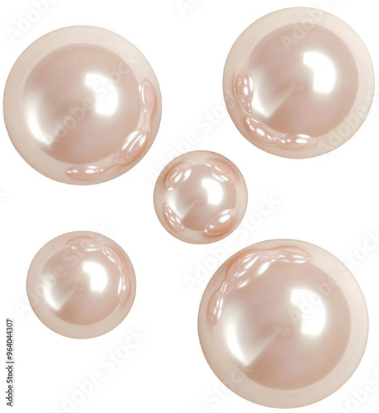 Fototapeta Elegant and lustrous pearls with a soft pink hue, perfect for enhancing beauty and sophistication in any design. cut out, PNG, isolated on transparent background.