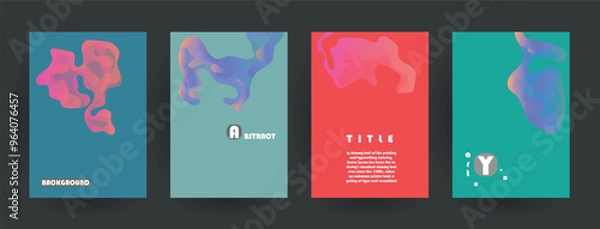 Fototapeta Modern abstract covers set, Modern colorful wave liquid flow poster. Cool gradient shapes composition, vector covers design.	