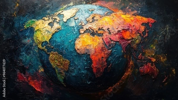 Obraz Abstract Expressionism Style world with dynamic brushstrokes and vivid contrasts.
