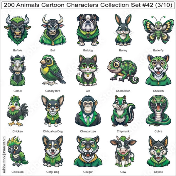 Fototapeta Animals Cartoon Characters Collection Set of 200 Isolated Animals Part 3