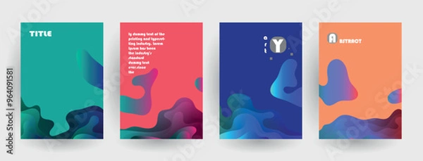 Obraz Abstract geometric pattern background for brochure cover design. Blue, yellow, red, orange, pink and green vector banner template	