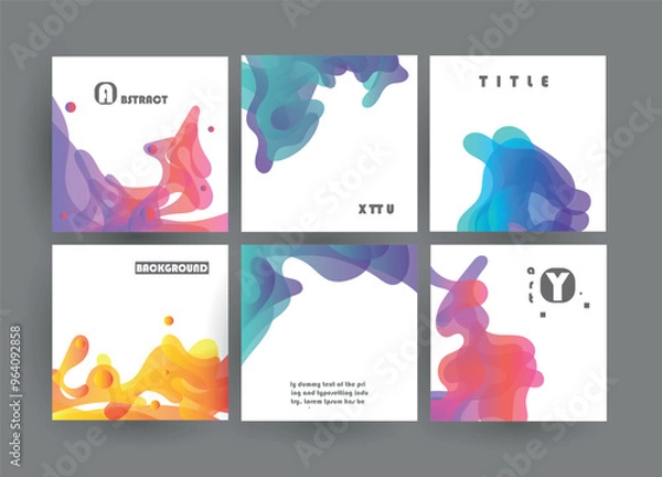 Fototapeta Abstract geometric pattern background for brochure cover design. Blue, yellow, red, orange, pink and green vector banner template	